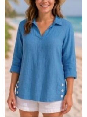 Tahari Linen Tunic Top